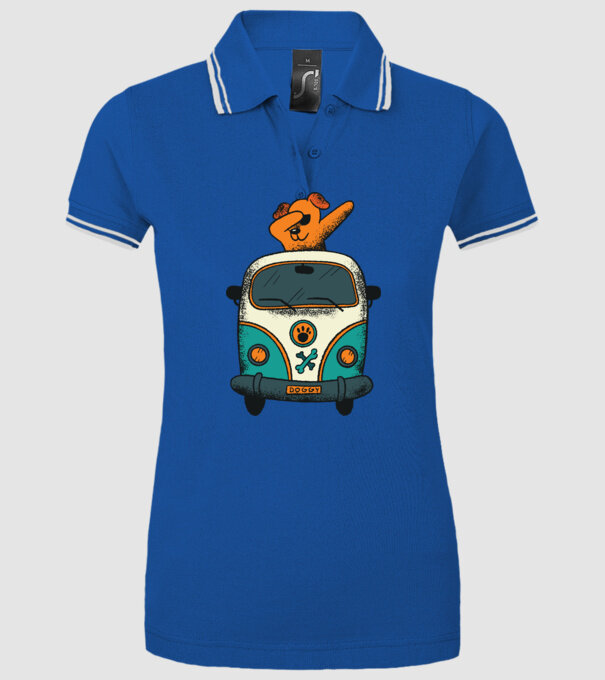 Microbuz Hippi Câine DAB model albastru regal pe tricou