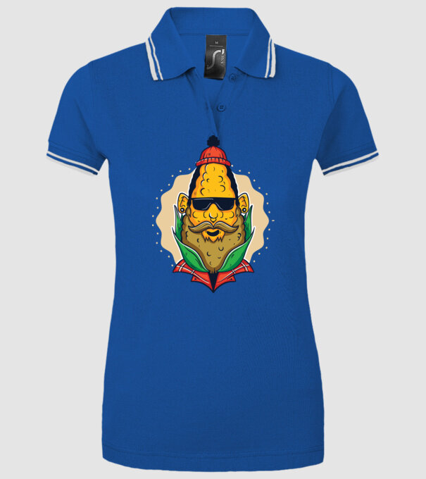 Hipster porumb model albastru regal pe tricou