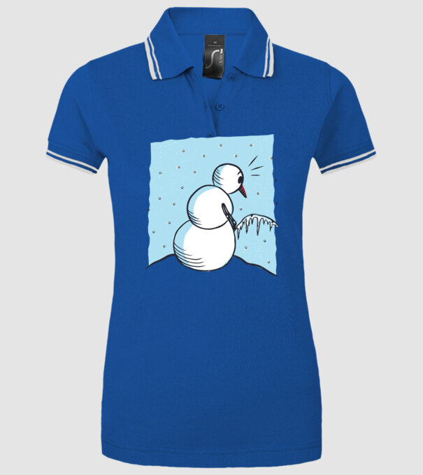Om de zăpadă face pipi tricou amuzant model albastru regal pe tricou