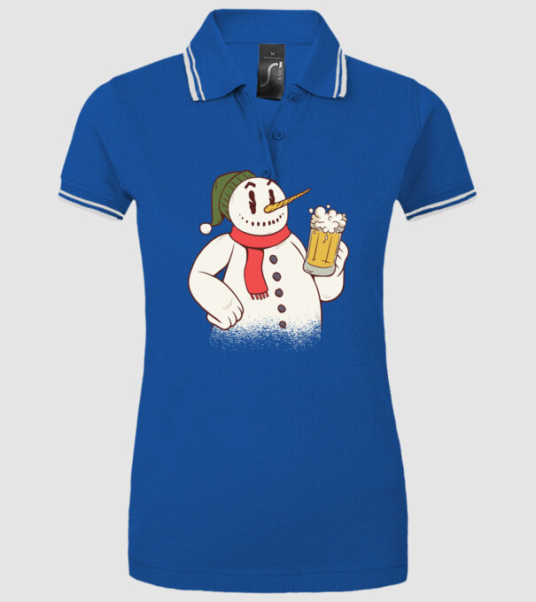 Om de zăpadă cu bere model albastru regal pe tricou