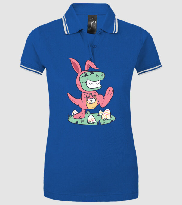 T-rex de Paște model albastru regal pe tricou