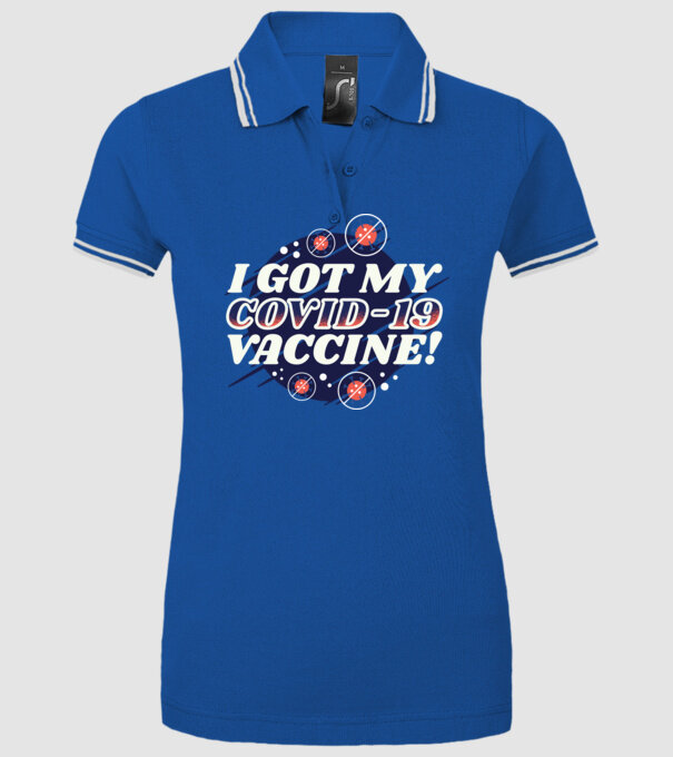 I got my Vaccine model albastru regal pe tricou