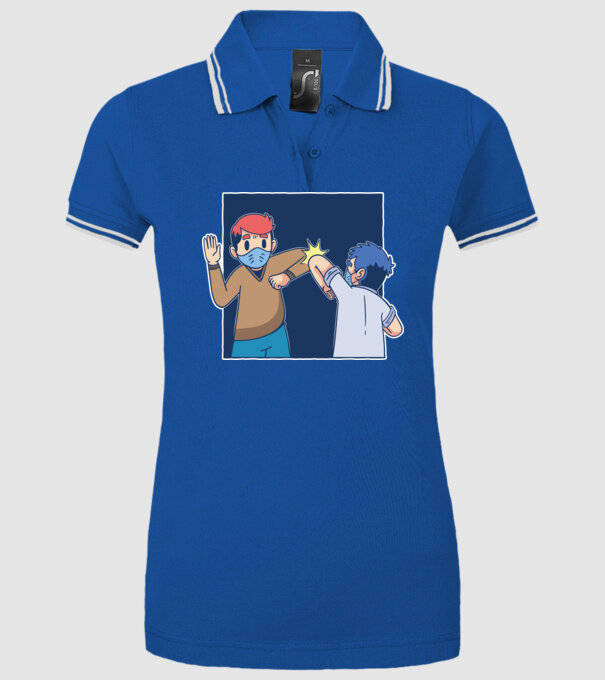 Cum să dai mâna Coronavirus model albastru regal pe tricou