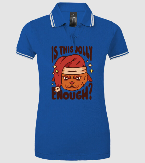 Is this Jolly enough tricou de Crăciun model albastru regal pe tricou