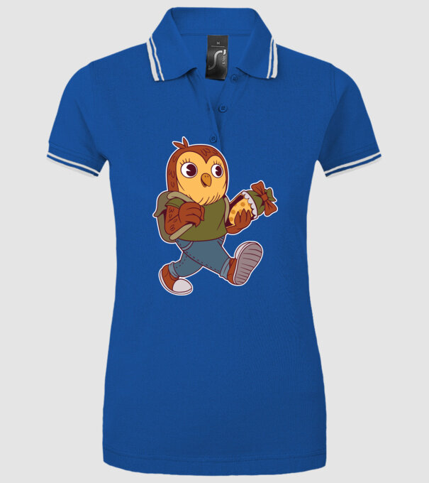 Bufniță școlar model albastru regal pe tricou
