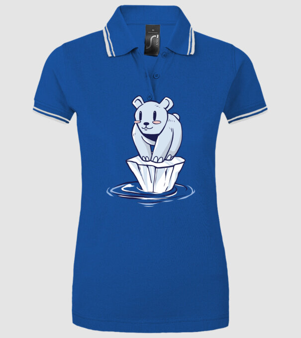 Urs polar pe gheața care se topește model albastru regal pe tricou