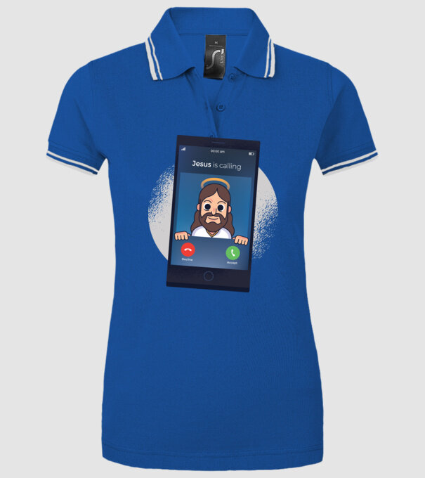 Isus te sună tricou amuzant model albastru regal pe tricou
