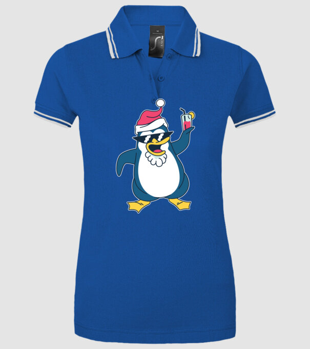 Pinguin de Crăciun model albastru regal pe tricou