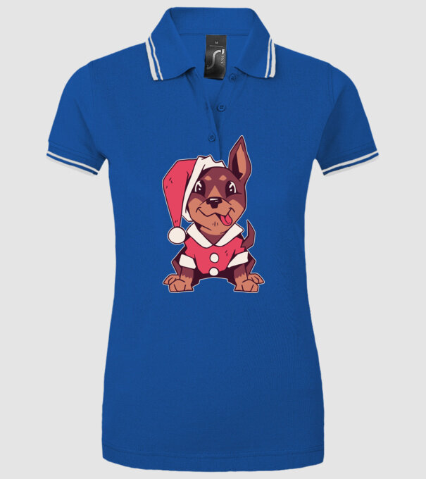 Teckel de Crăciun model albastru regal pe tricou