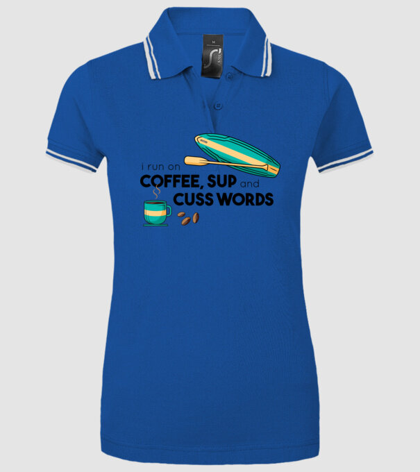 Cafea și SUP model albastru regal pe tricou