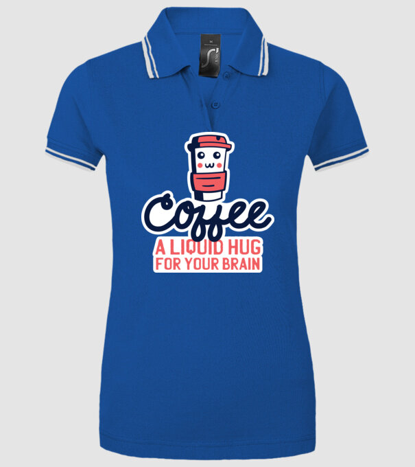 Cafea - o îmbrățișare lichidă pentru creier model albastru regal pe tricou
