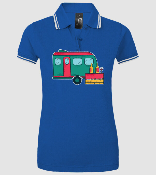 Autorulotă Camping model albastru regal pe tricou