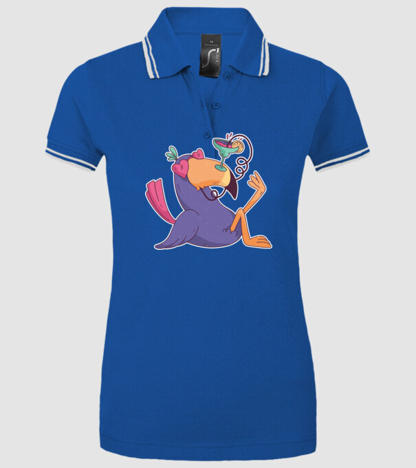 Toucan cu cocktail model albastru regal pe tricou