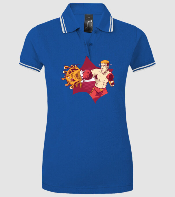 Coronavirus KO - Box model albastru regal pe tricou