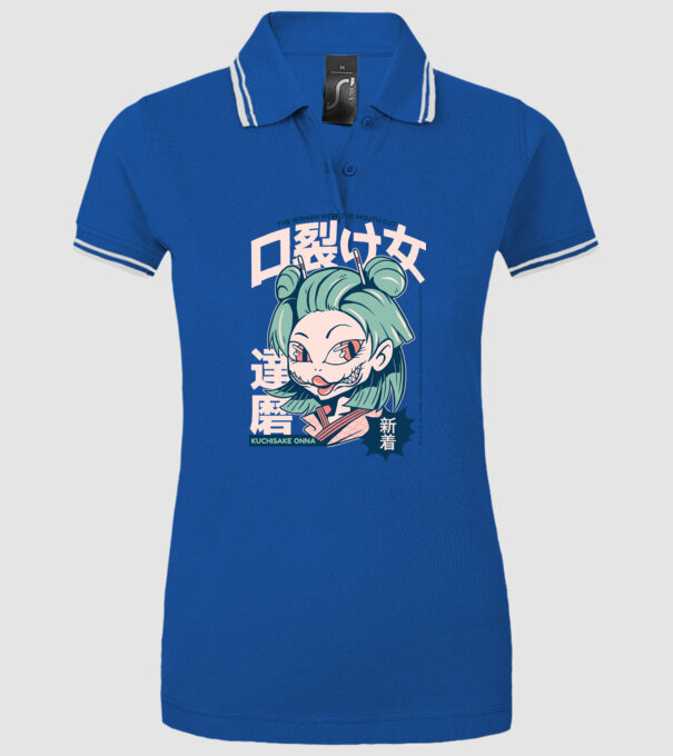 Kuchisake Onna Yokai Anime model albastru regal pe tricou