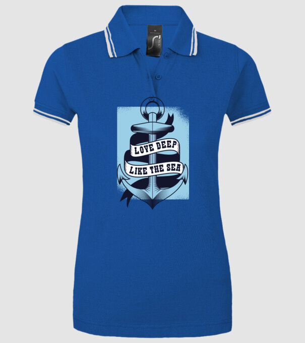 'Love deep like the sea ancoră dragoste Valentine''s Day' model albastru regal pe tricou