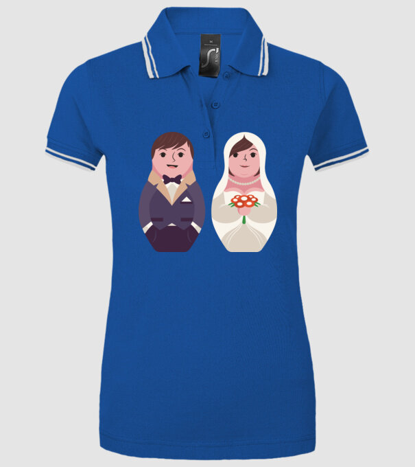 Matrioșka Căsătorie model albastru regal pe tricou