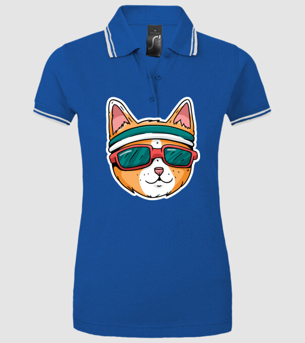 Pisică Cool model albastru regal pe tricou