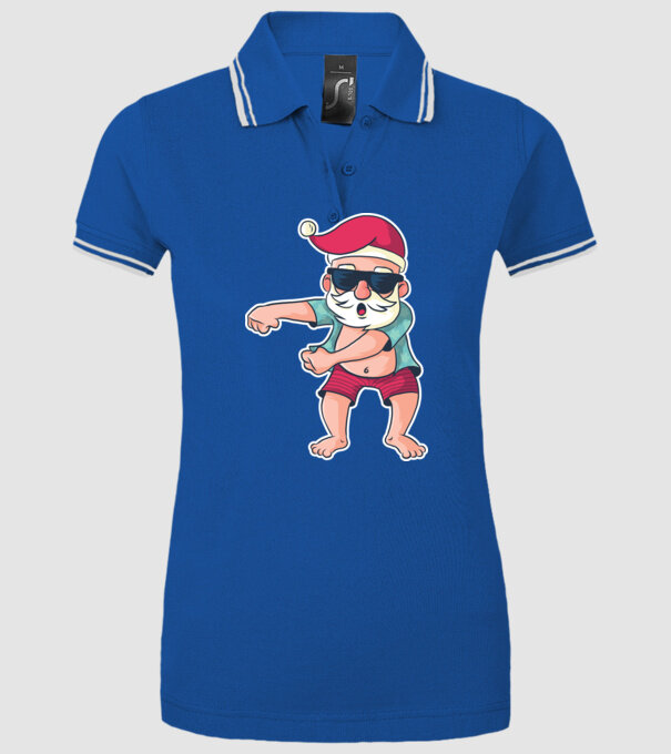 Moș Crăciun dans Floss DAB model albastru regal pe tricou
