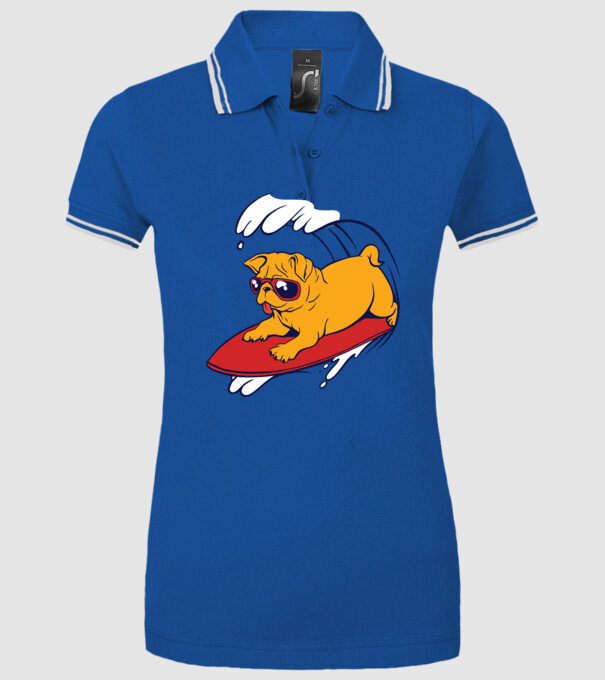 Mops Surf model albastru regal pe tricou