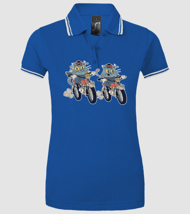Pisicuțe motocicliste model albastru regal pe tricou