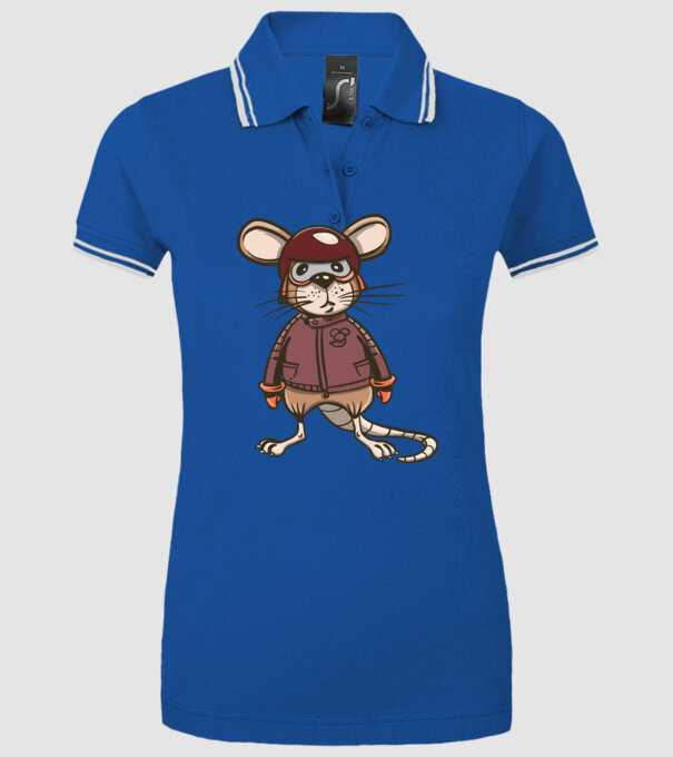 Șobolan motociclist model albastru regal pe tricou