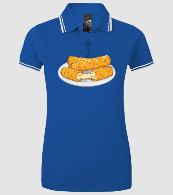Fâșii de mozarella model albastru regal pe tricou