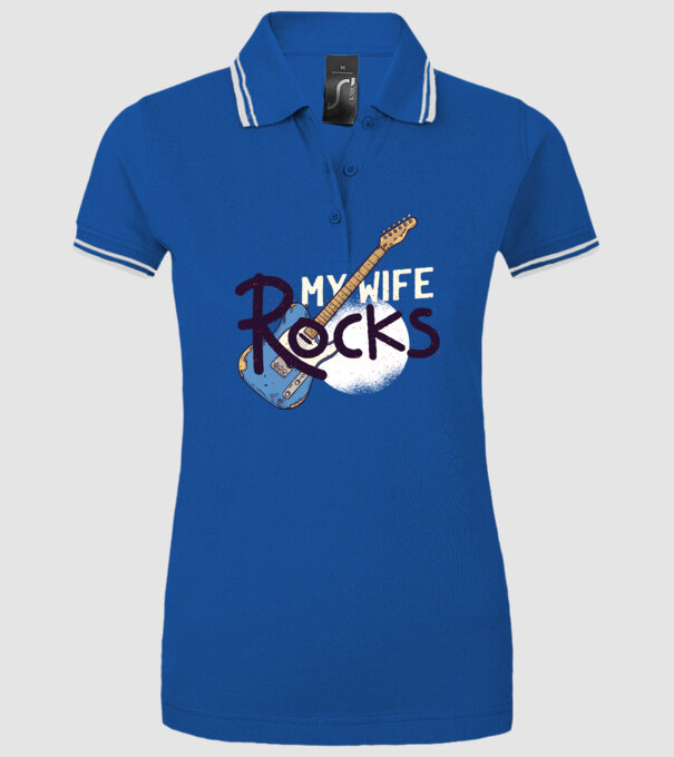 My wife rocks - Soția mea e tare model albastru regal pe tricou