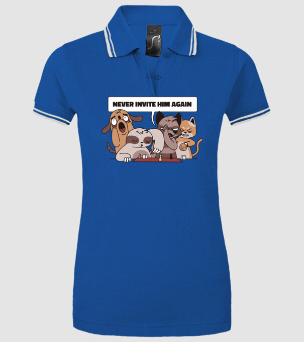 Să nu-l mai invităm niciodată - Leneș model albastru regal pe tricou