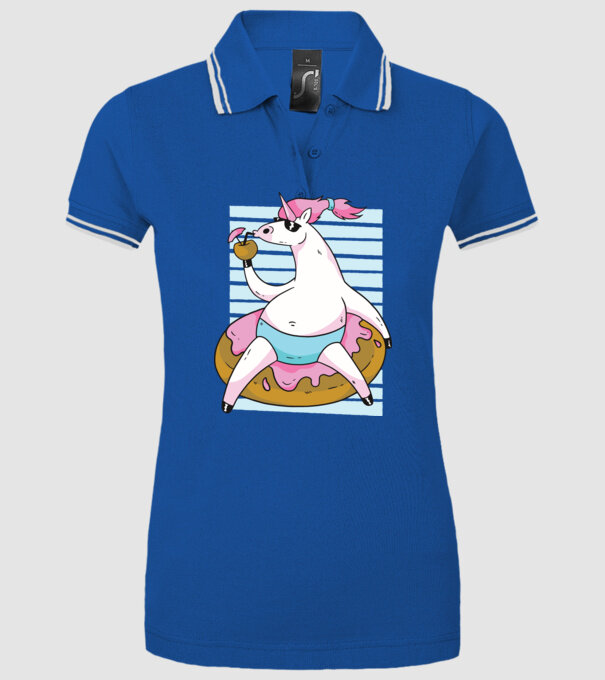 Unicorn în vacanță model albastru regal pe tricou