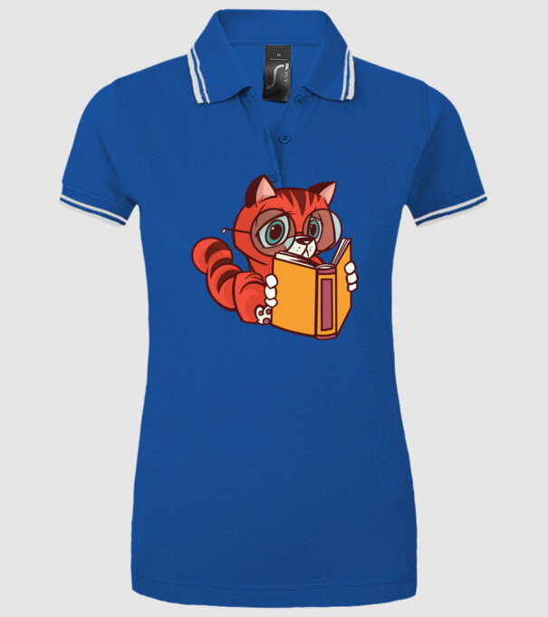 Pisică cititoare model albastru regal pe tricou