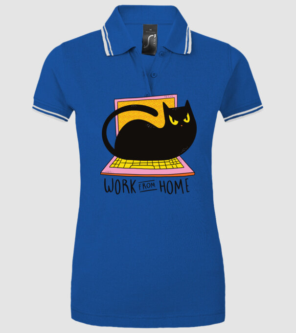 Home offfice cu pisică model albastru regal pe tricou