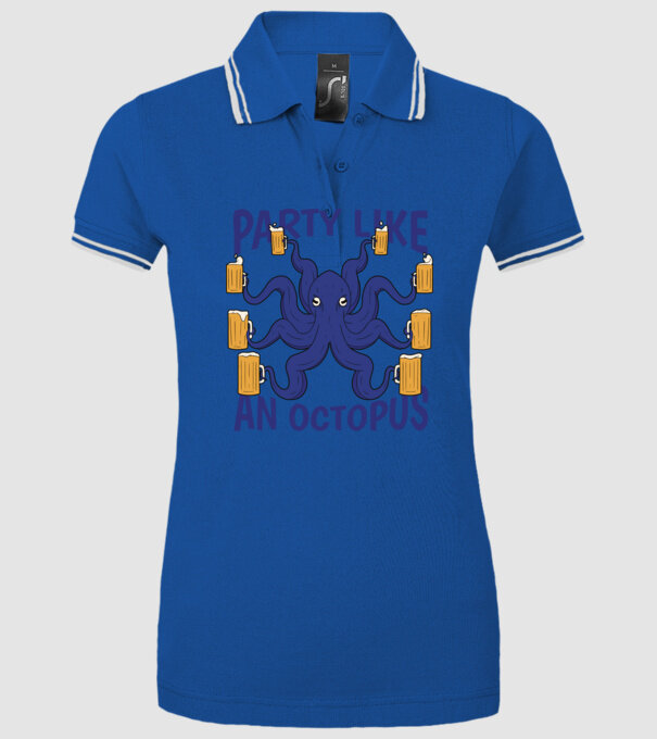 Party Like An Octopus model albastru regal pe tricou