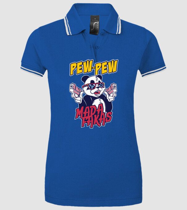 Pew Pew Pew Madafakas Panda model albastru regal pe tricou