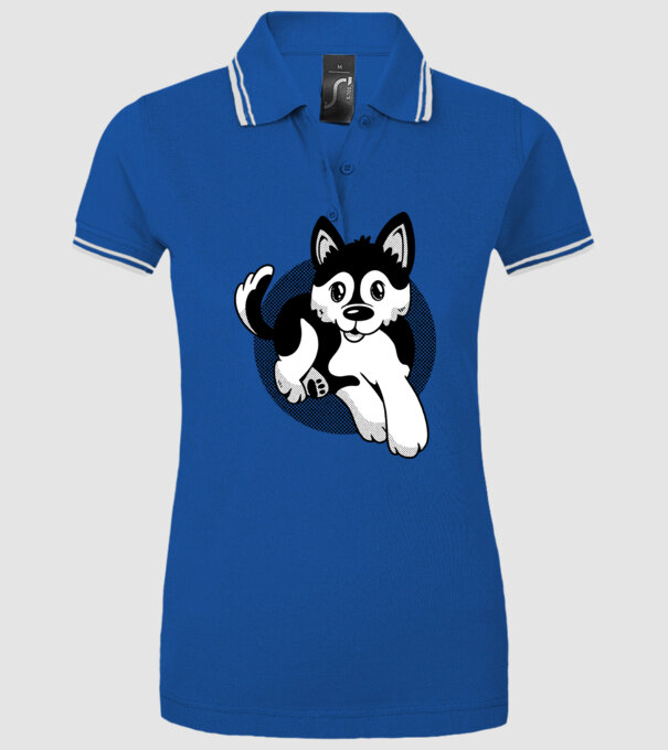 Câine Pomsky model albastru regal pe tricou