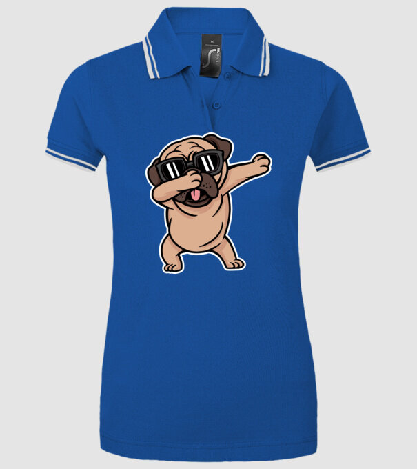 Pug DAB model albastru regal pe tricou