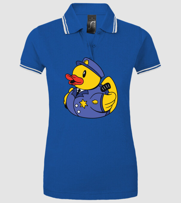 Rățușcă de cauciuc Polițist model albastru regal pe tricou