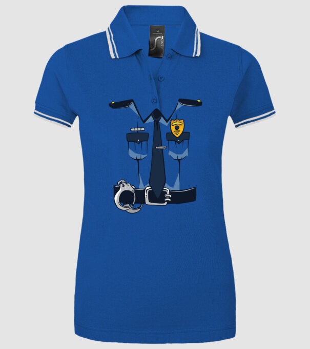 Costum de polițist pentru Halloween model albastru regal pe tricou