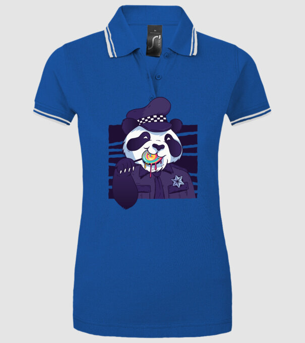 Panda polițist cu acadea model albastru regal pe tricou