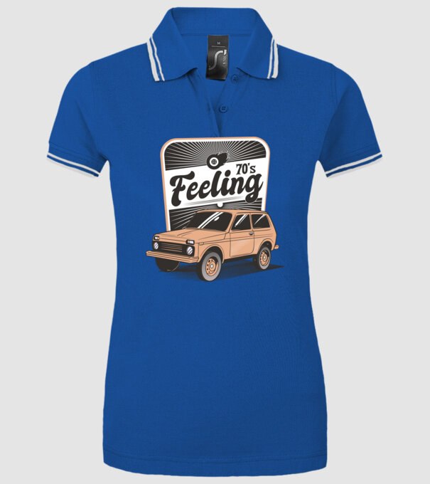 Mașină Retro anii 70 Lada Niva model albastru regal pe tricou