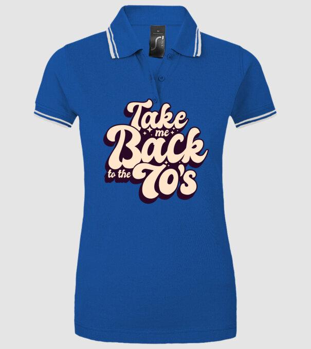 'Retro - Take me back to the 70''s' model albastru regal pe tricou