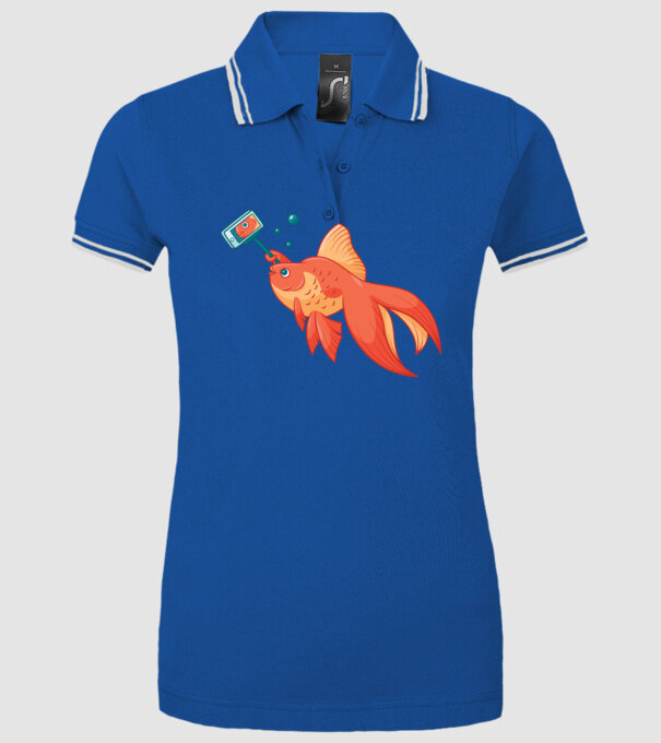 Selfish - Pește făcând selfie model albastru regal pe tricou