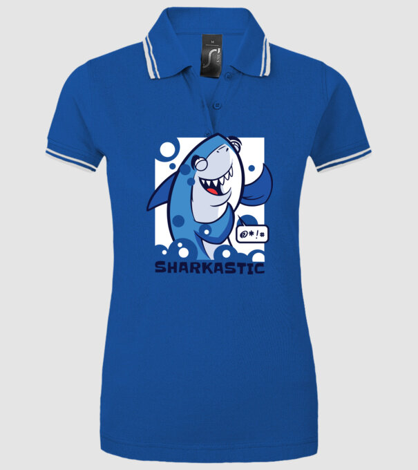 Sharkastic - Rechinul sarcastic model albastru regal pe tricou
