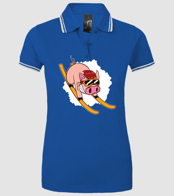 Porcușor schior model albastru regal pe tricou