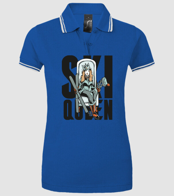 Ski Queen - Regină schioară model albastru regal pe tricou