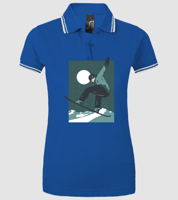 Săritură Snowboard model albastru regal pe tricou