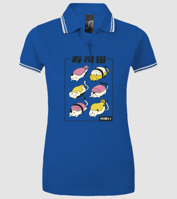 Pisicuțe Sushi model albastru regal pe tricou