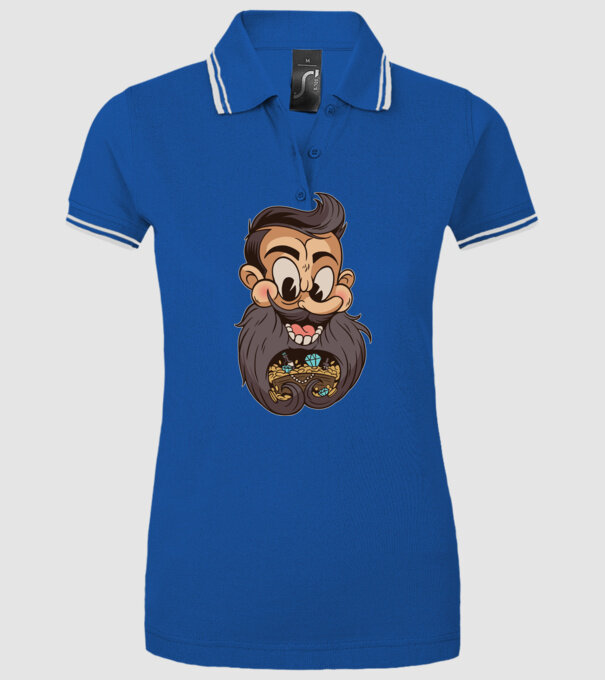 Comoară barbă model albastru regal pe tricou