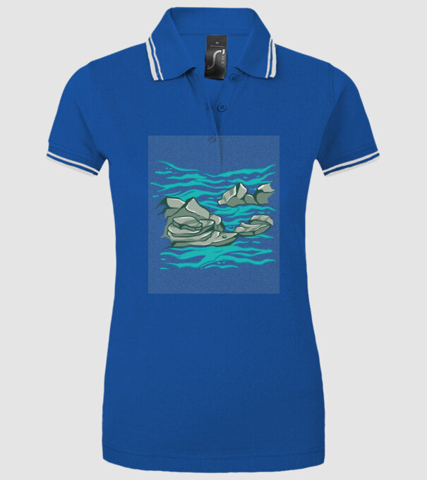 Oceanul cu Stânci model albastru regal pe tricou