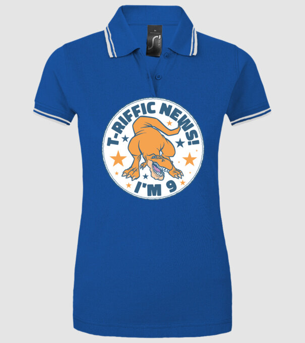 'T-rex Terrific news i''m 9' model albastru regal pe tricou